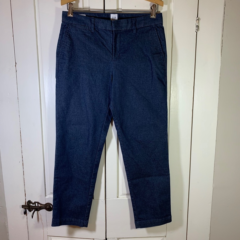 Gap Slim City Crop Pants Womens 4 Regular Dark Blue Stretch Work Trousers Office